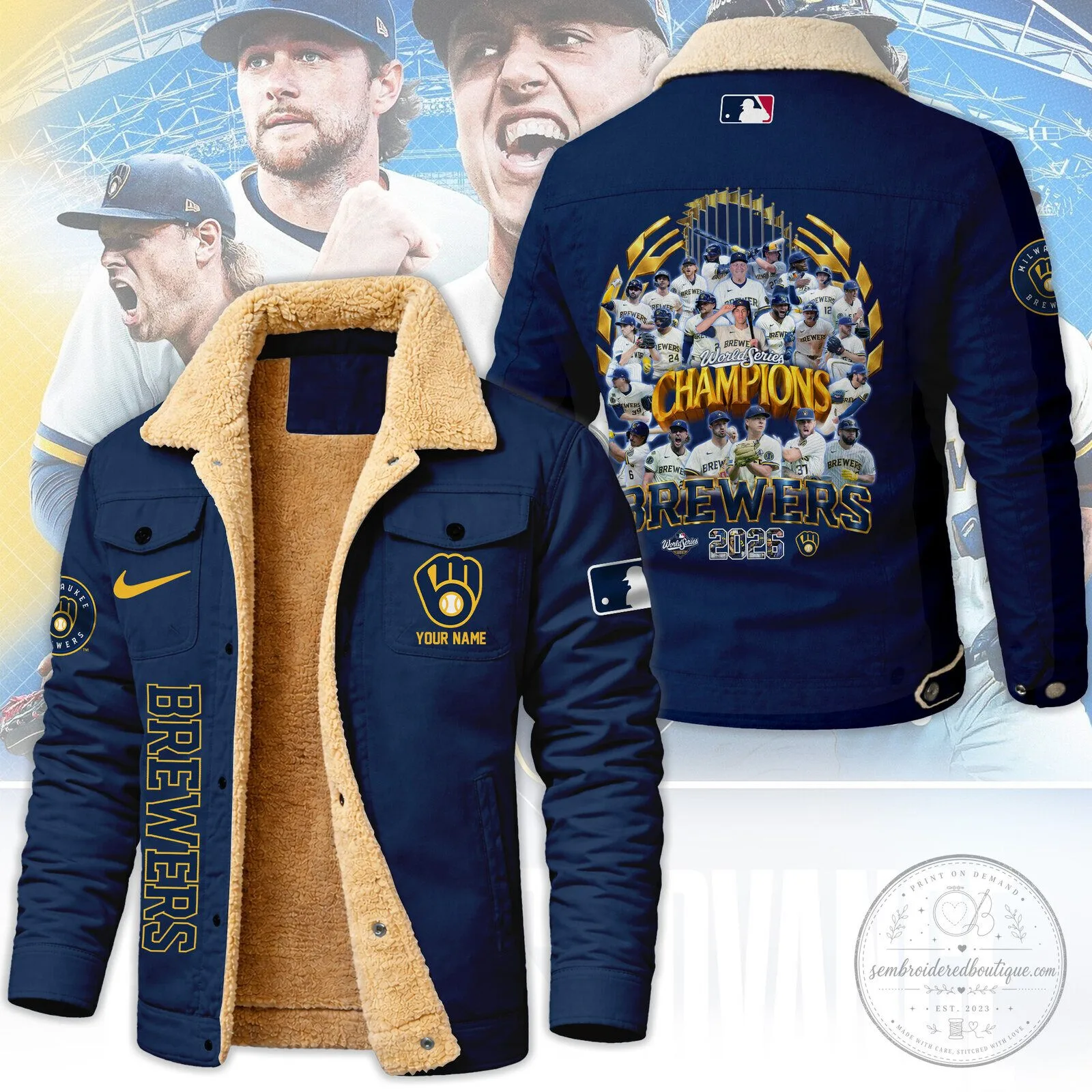 Milwaukee Brewers 2025 World Series Champions Winter Fleece Jacket 14 Milwaukee Brewers 2025 World Series Champions Winter Fleece Jacket