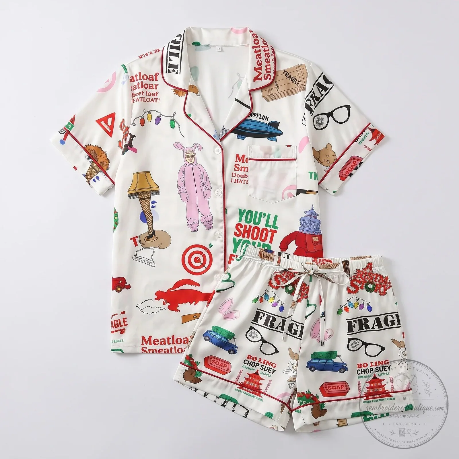 A Christmas Story Movie Quotes Holiday Women's Pajama Set 9 A Christmas Story Movie Quotes Holiday Women