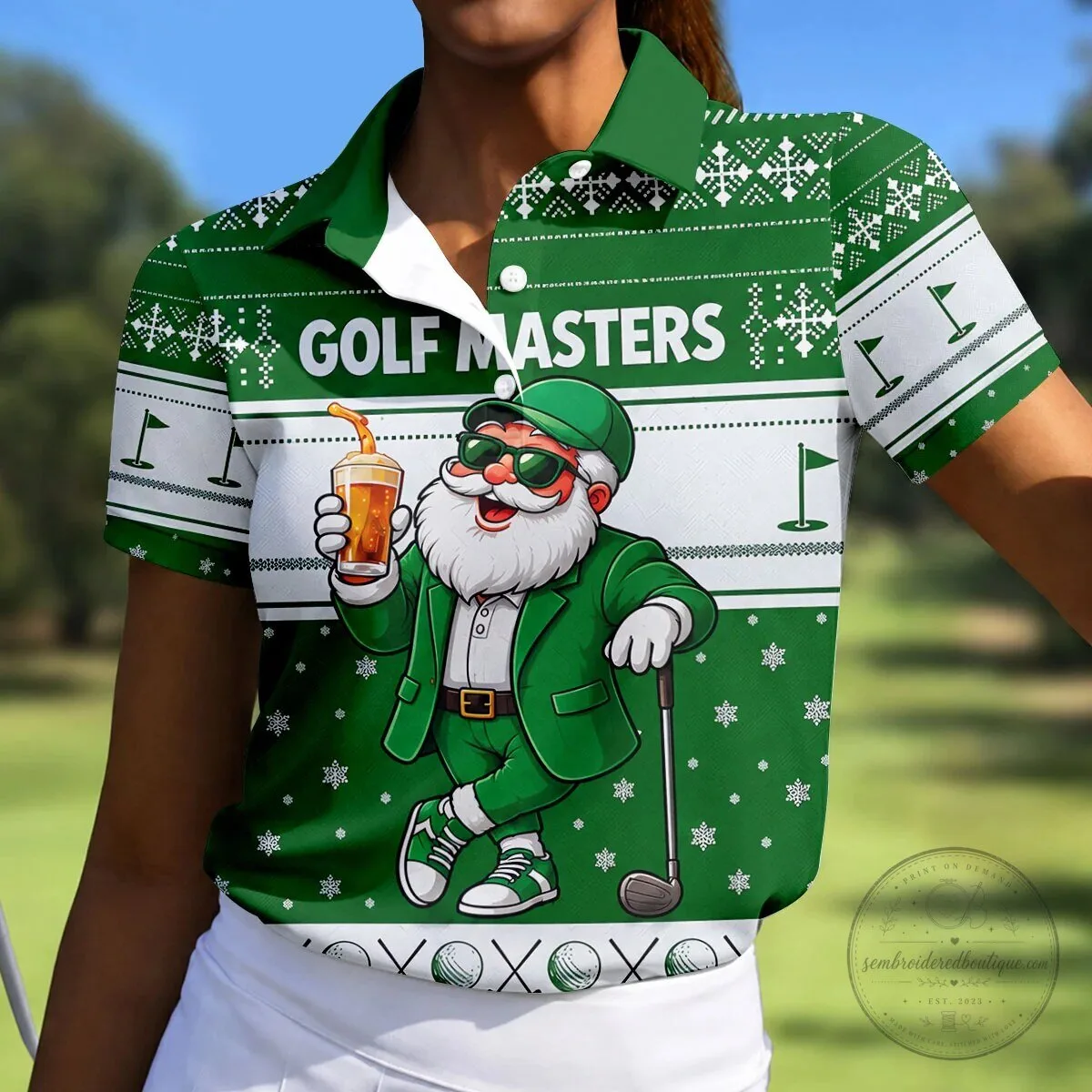 Golf Masters Green Jacket Santa Claus Christmas Sleeveless Polo Shirt 19 Golf Masters Green Jacket Santa Claus Christmas Sleeveless Polo Shirt