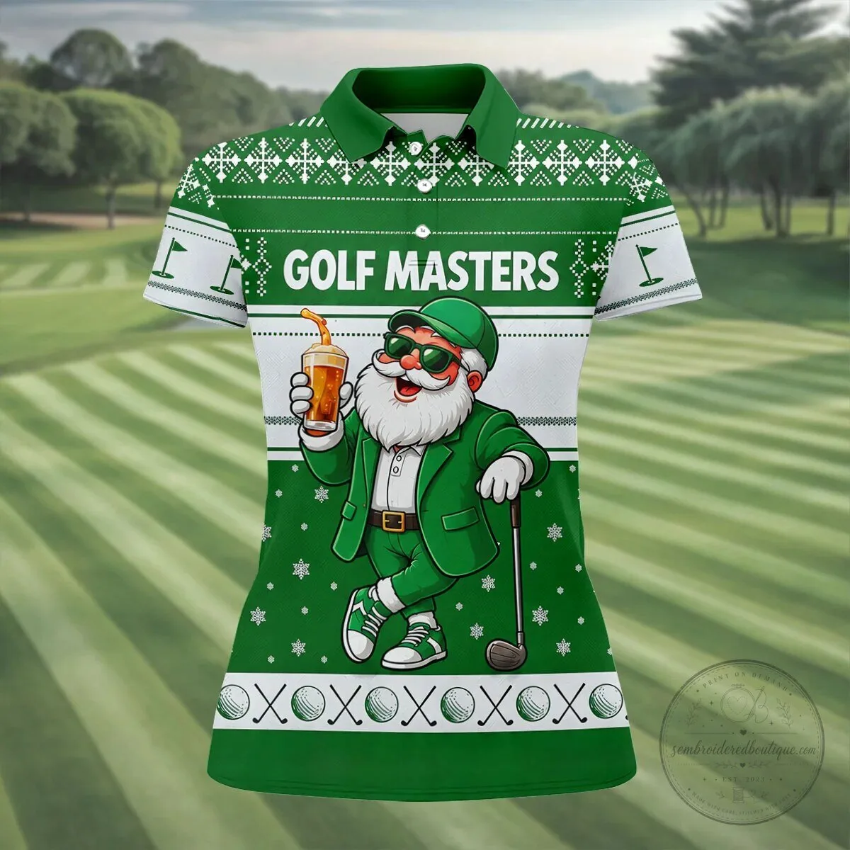 Golf Masters Green Jacket Santa Claus Christmas Sleeveless Polo Shirt 20 Golf Masters Green Jacket Santa Claus Christmas Sleeveless Polo Shirt