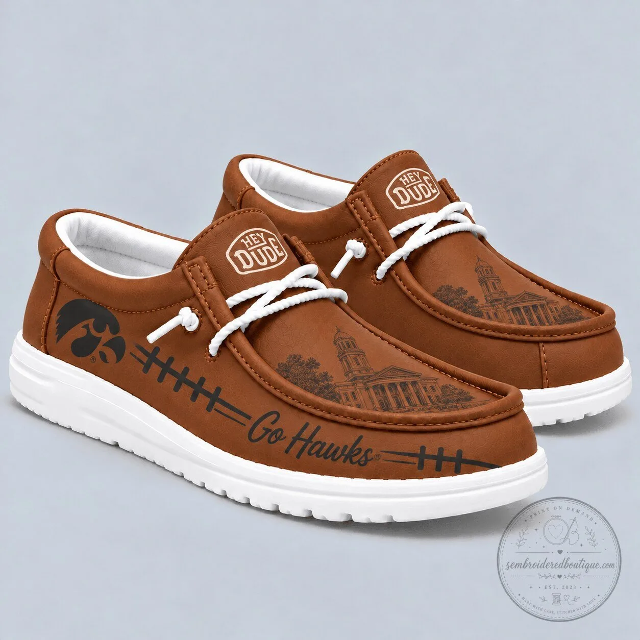 Iowa Hawkeyes University Football Team Brown Slip-On Loafers Shoes 5 Iowa Hawkeyes University Football Team Brown Slip-On Loafers Shoes
