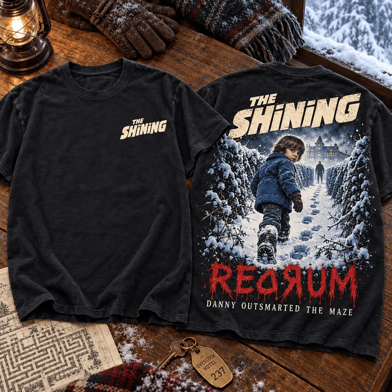 The Shining Redrum Danny Torrance Snowy Maze Horror Movie T-Shirt