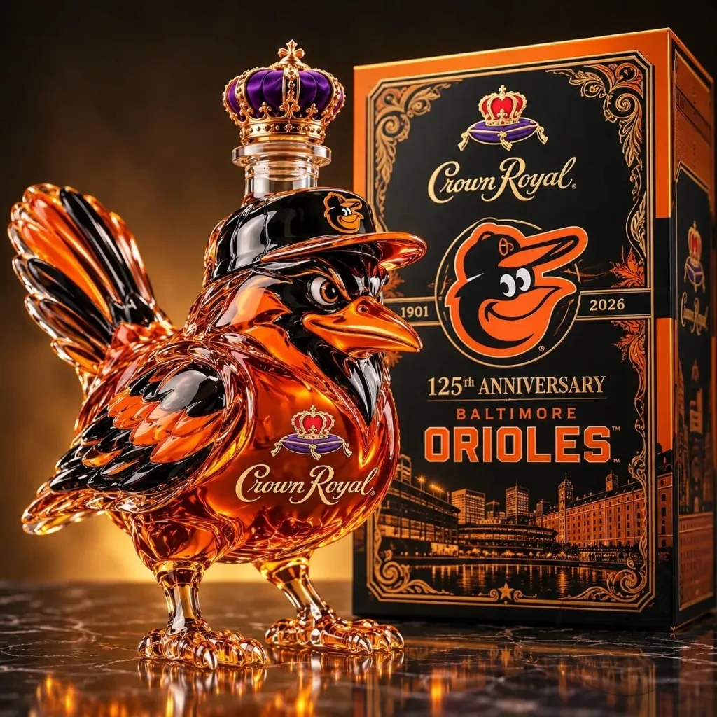 Baltimore Orioles 125th Anniversary Crown Royal Whiskey Decanter Bottle Baltimore Orioles 125th Anniversary Crown Royal Whiskey Decanter Bottle