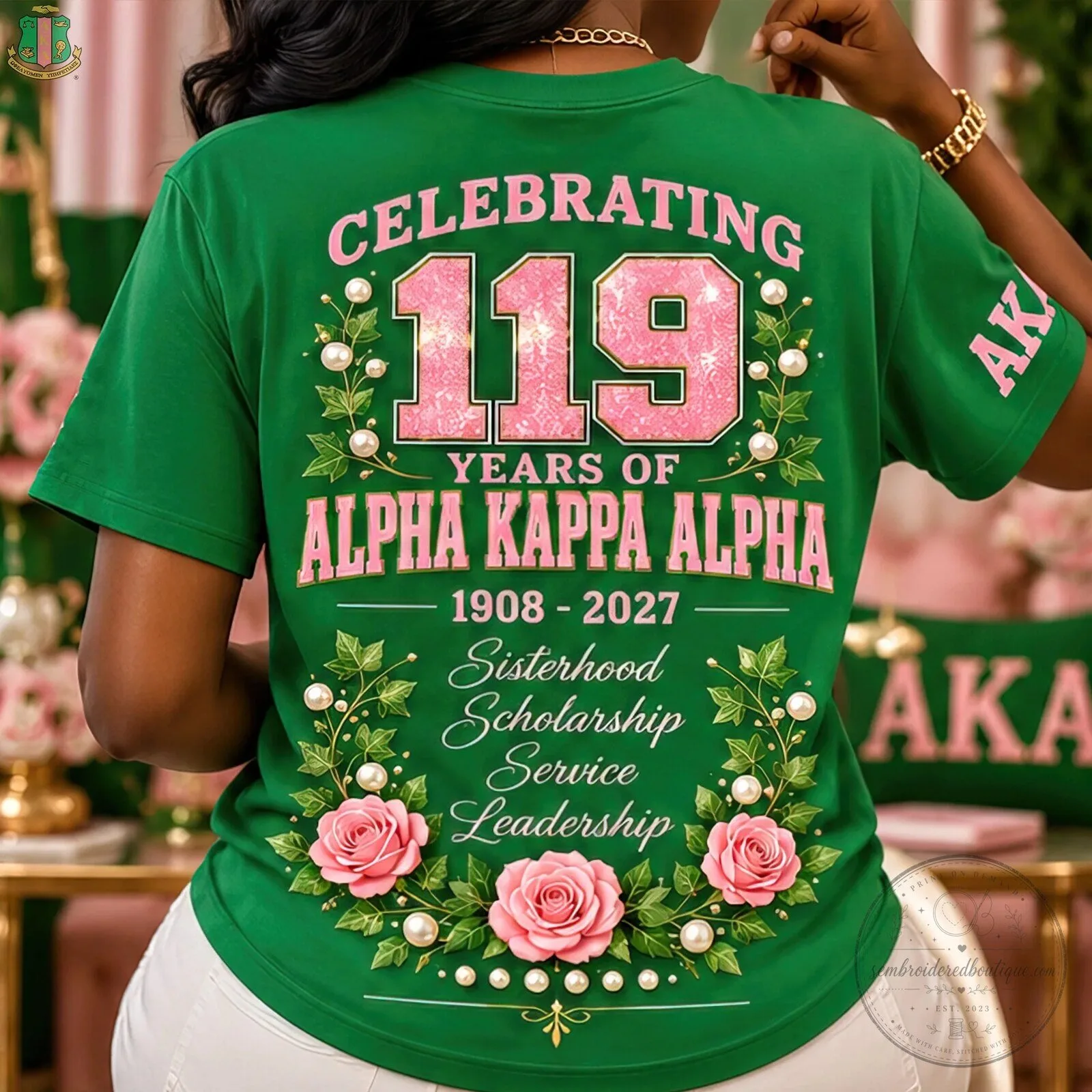119 Years of Sisterhood Celebration T-Shirt for Alpha Kappa Alpha Sorority with Scholarship Service 11 119 Years of Sisterhood Celebration T-Shirt for Alpha Kappa Alpha Sorority with Scholarship Service