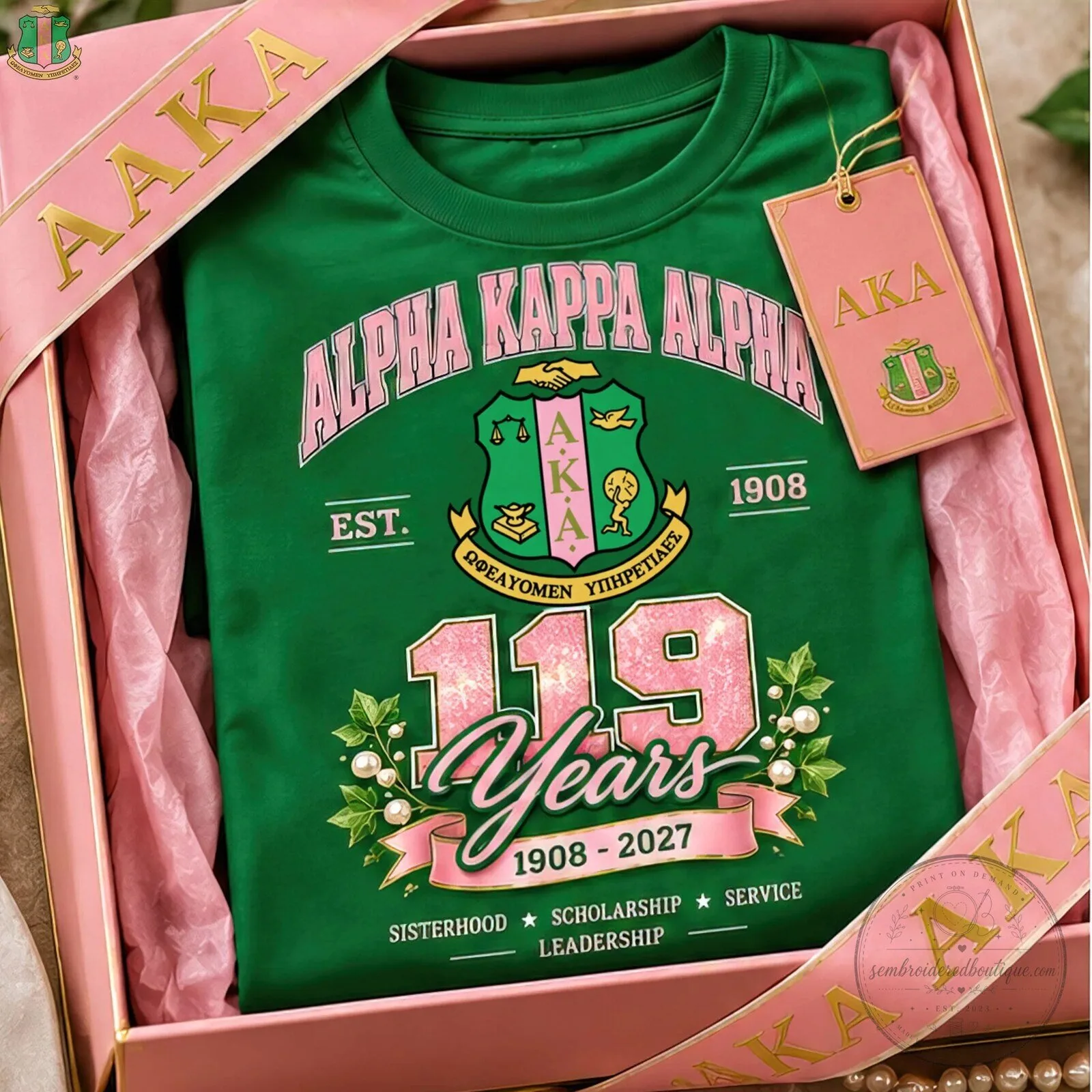 119 Years of Sisterhood Celebration T-Shirt for Alpha Kappa Alpha Sorority with Scholarship Service 12 119 Years of Sisterhood Celebration T-Shirt for Alpha Kappa Alpha Sorority with Scholarship Service