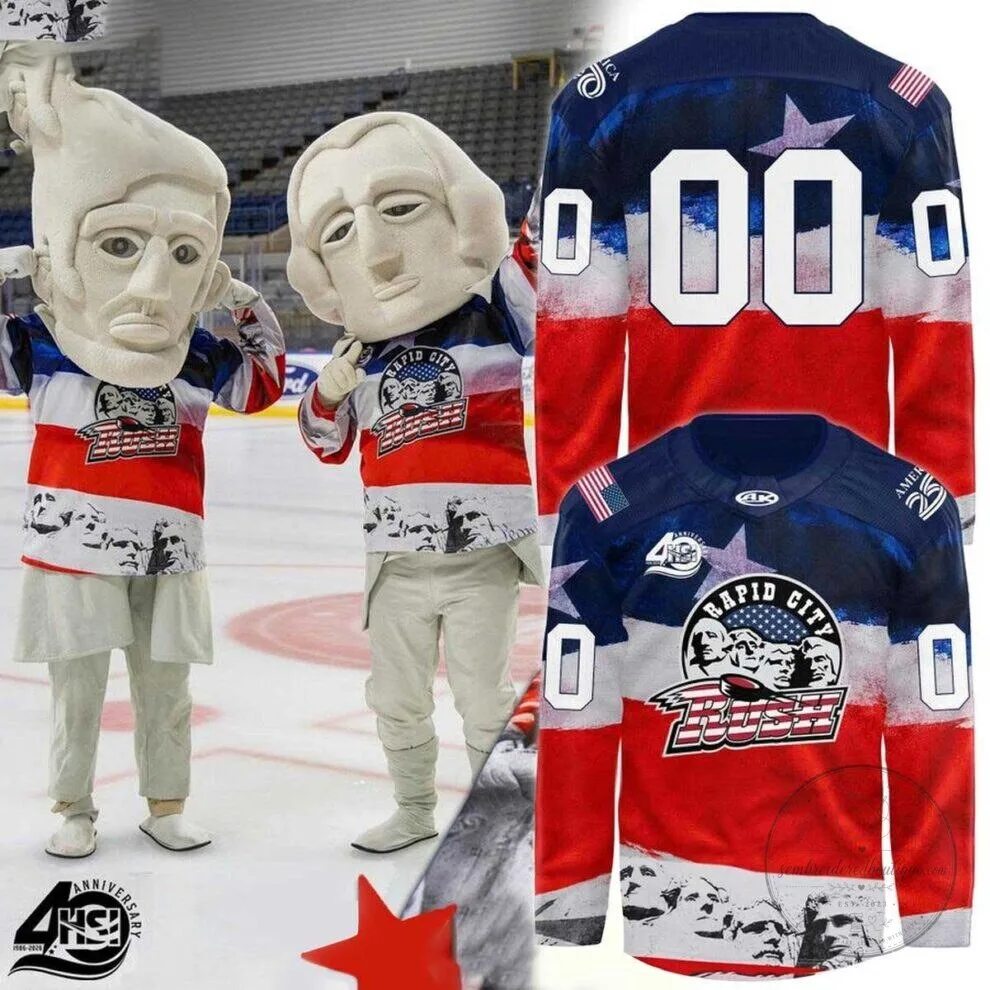 Rapid City Rush 2026 USA Patriot Night Custom Hockey Jersey