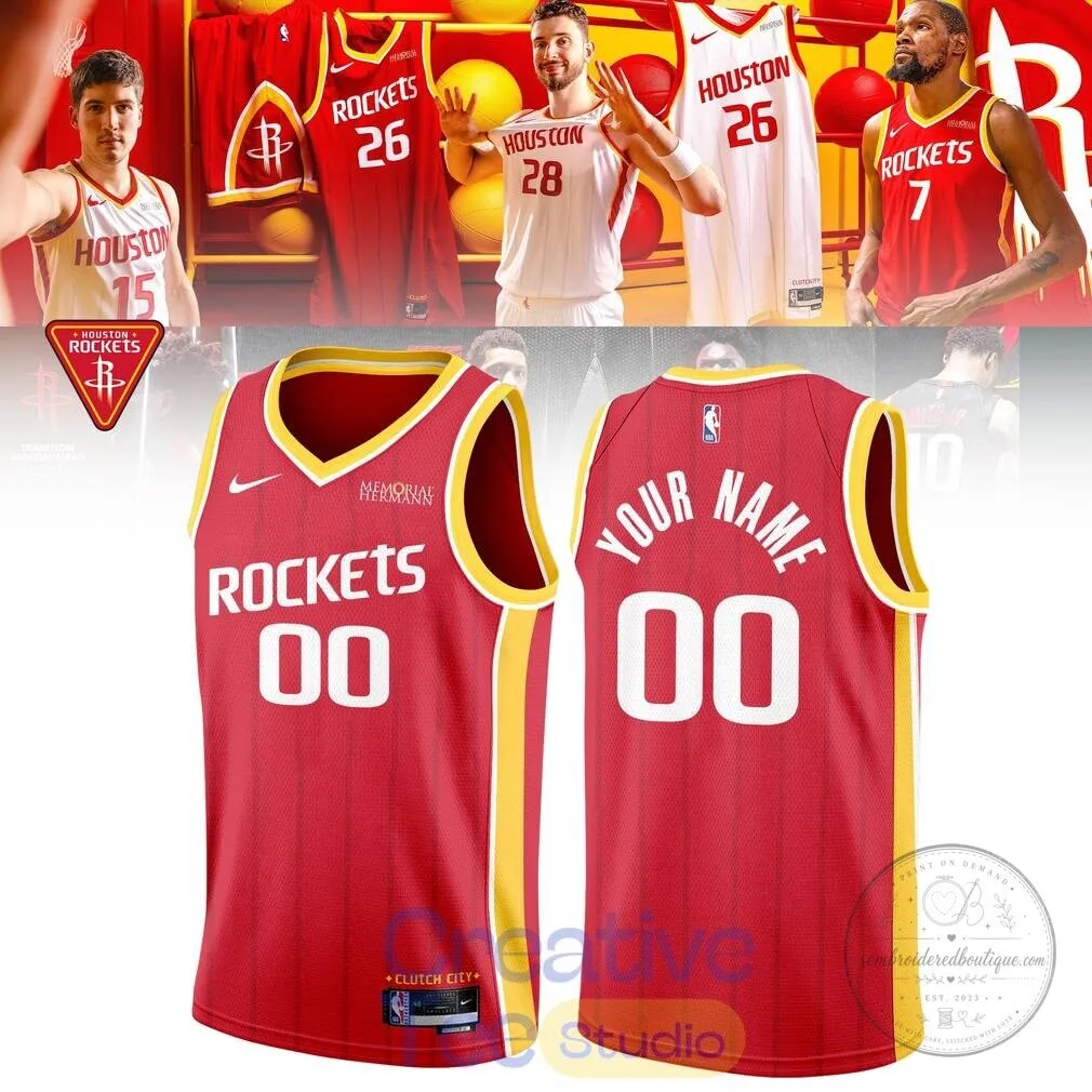 Houston Rockets Black Custom Name and Number Basketball Jersey 6 Houston Rockets Black Custom Name and Number Basketball Jersey