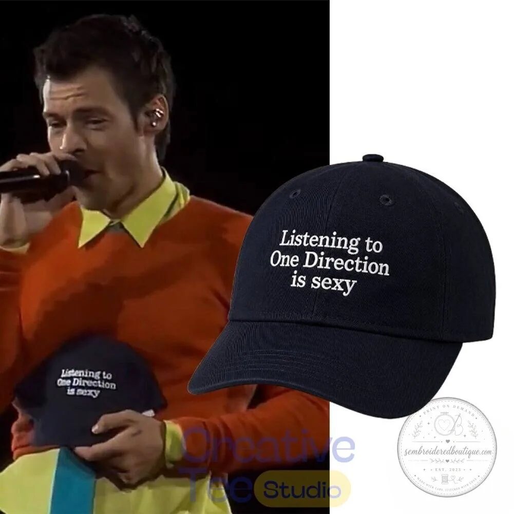 Harry Styles Listening To One Direction Is Sexy Embroidered Baseball Cap Hat