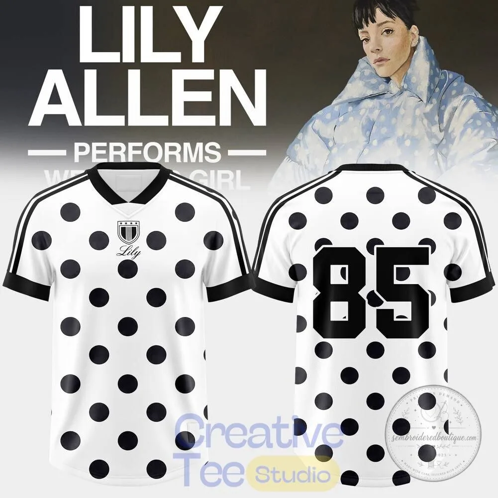 Lily Allen West End Girl Tour 2026 Black Polka Dot Football Jersey 3 Lily Allen West End Girl Tour 2026 Black Polka Dot Football Jersey