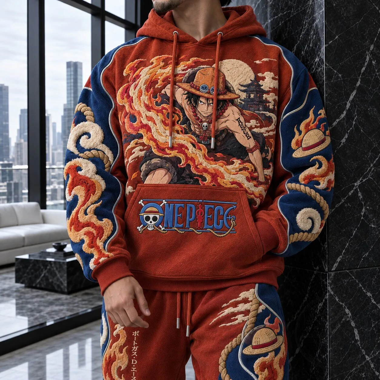 One Piece Portgas D. Ace Fire Fist Embroidered Anime Hoodie 1 One Piece Portgas D. Ace Fire Fist Embroidered Anime Hoodie