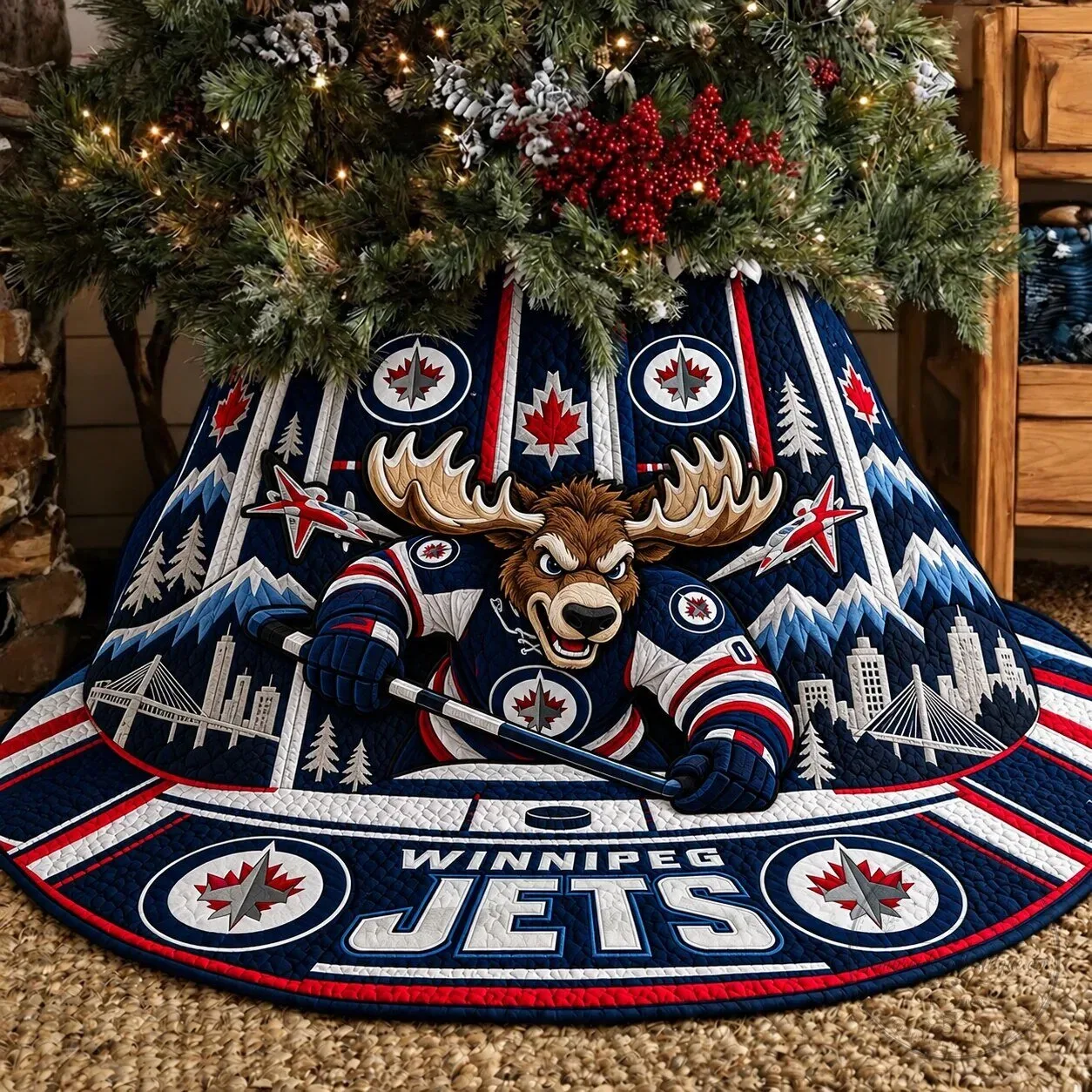 Winnipeg Jets NHL Hockey Team Logo Christmas Tree Skirt Decoration