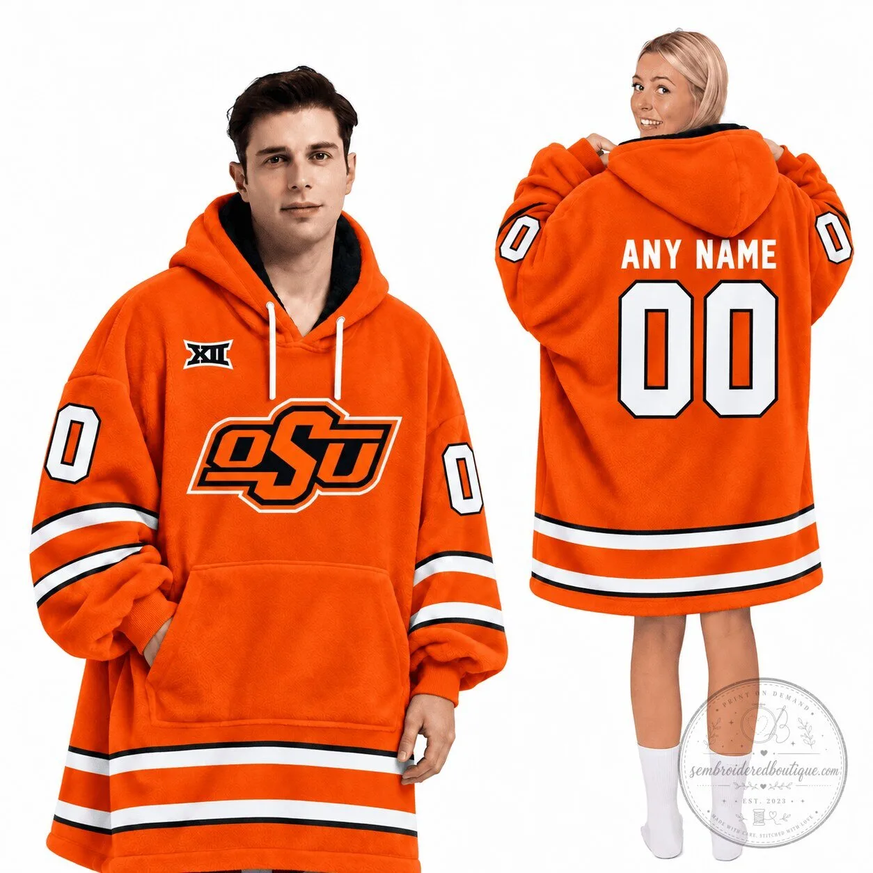 Oklahoma State Cowboys Football Oversized Wearable Blanket Hoodie