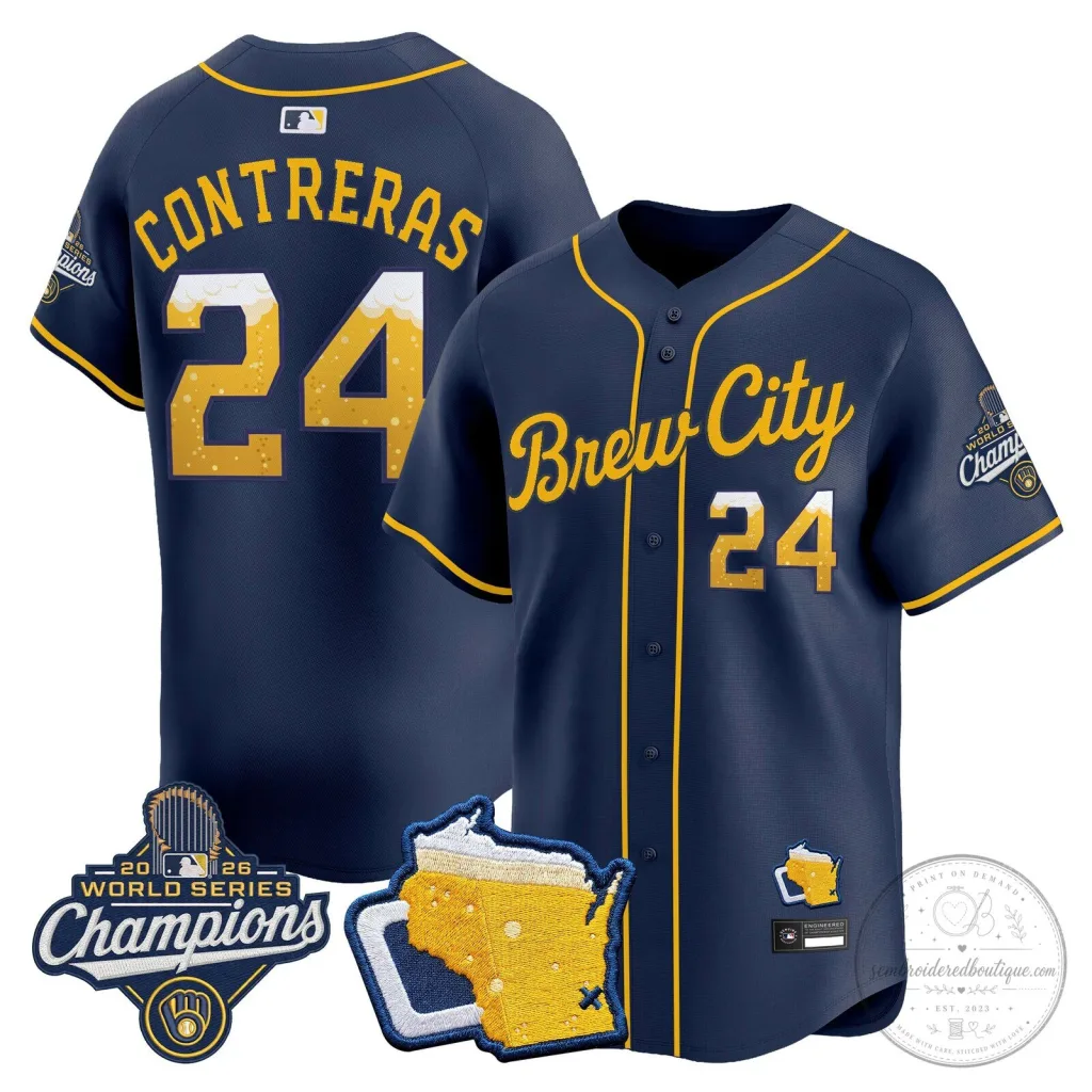 2026 World Series Champions Jersey by William Contreras - Milwaukee Brewers 2026 World Series Champions Jersey by William Contreras - Milwaukee Brewers