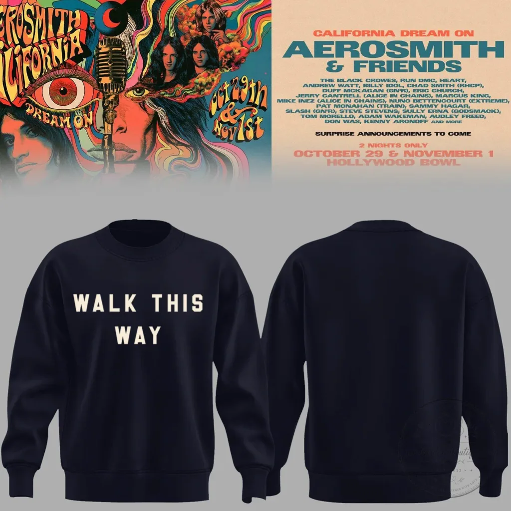Aerosmith Walk This Way California Dream On Concert Sweatshirt Aerosmith Walk This Way California Dream On Concert Sweatshirt