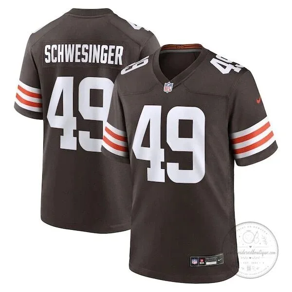 Cleveland Browns Carson Schwesinger Number 49 Brown Football Jersey 2 Cleveland Browns Carson Schwesinger Number 49 Brown Football Jersey