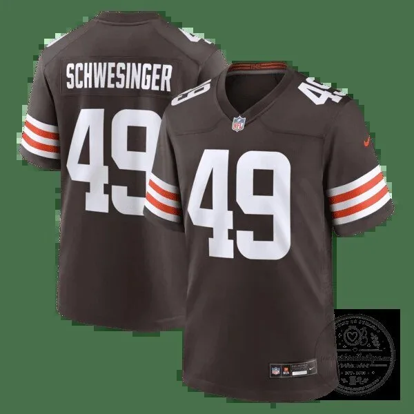 Cleveland Browns Carson Schwesinger Number 49 Brown Football Jersey 12 Cleveland Browns Carson Schwesinger Number 49 Brown Football Jersey