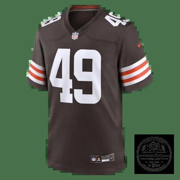 Cleveland Browns Carson Schwesinger Number 49 Brown Football Jersey 13 Cleveland Browns Carson Schwesinger Number 49 Brown Football Jersey