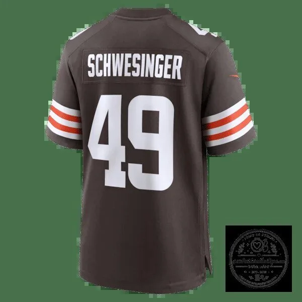 Cleveland Browns Carson Schwesinger Number 49 Brown Football Jersey 14 Cleveland Browns Carson Schwesinger Number 49 Brown Football Jersey