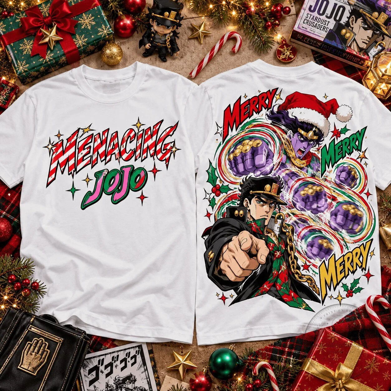 JoJo's Bizarre Adventure Jotaro Kujo Star Platinum Christmas T-Shirt 3 JoJo