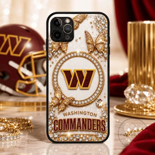 Washington Commanders Football Team Gold Butterflies Diamond Phone Case