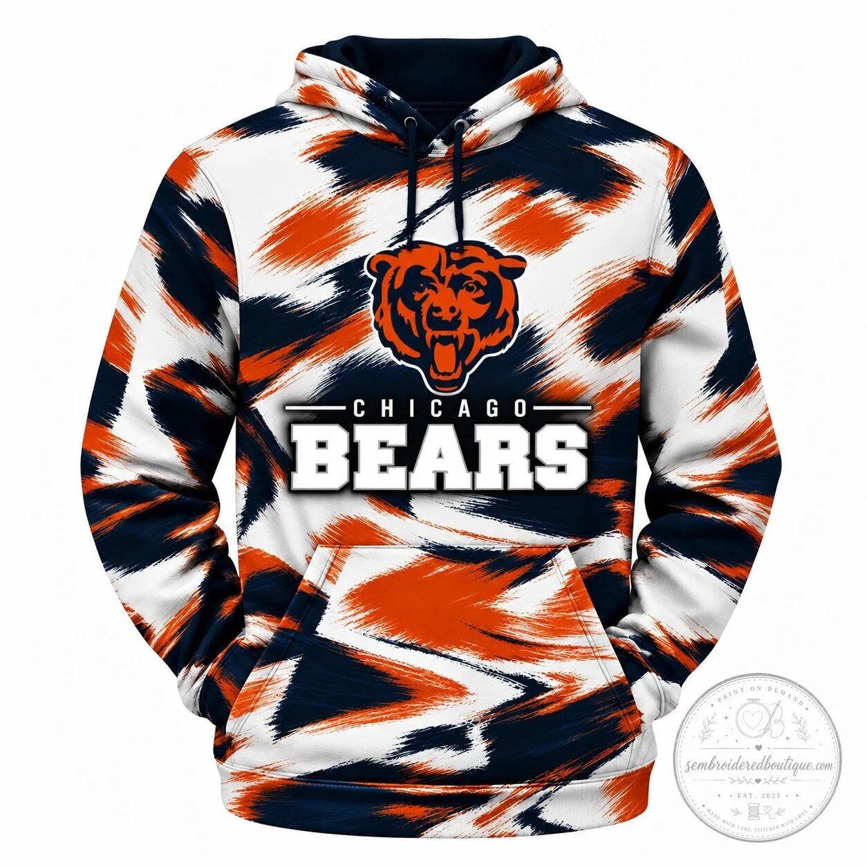 Chicago Bears National Football League Brushstroke Design Hoodie for Men and Women