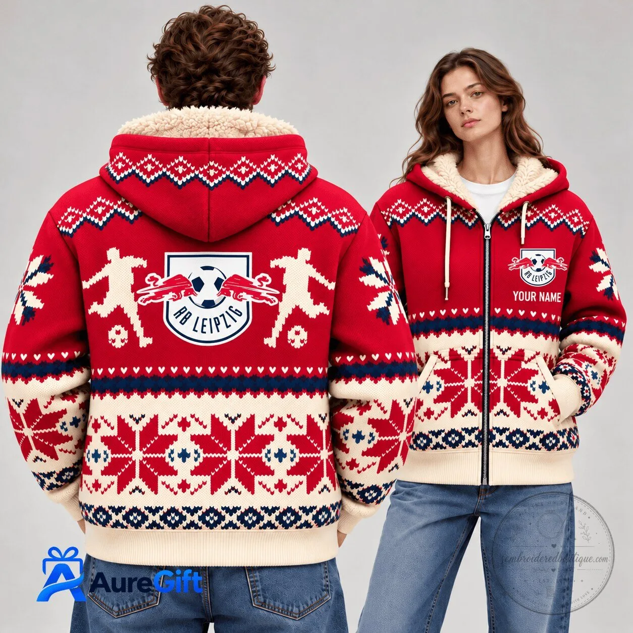 RB Leipzig Bundesliga Matchday Personalized Name Fleece Zipper Hoodie
