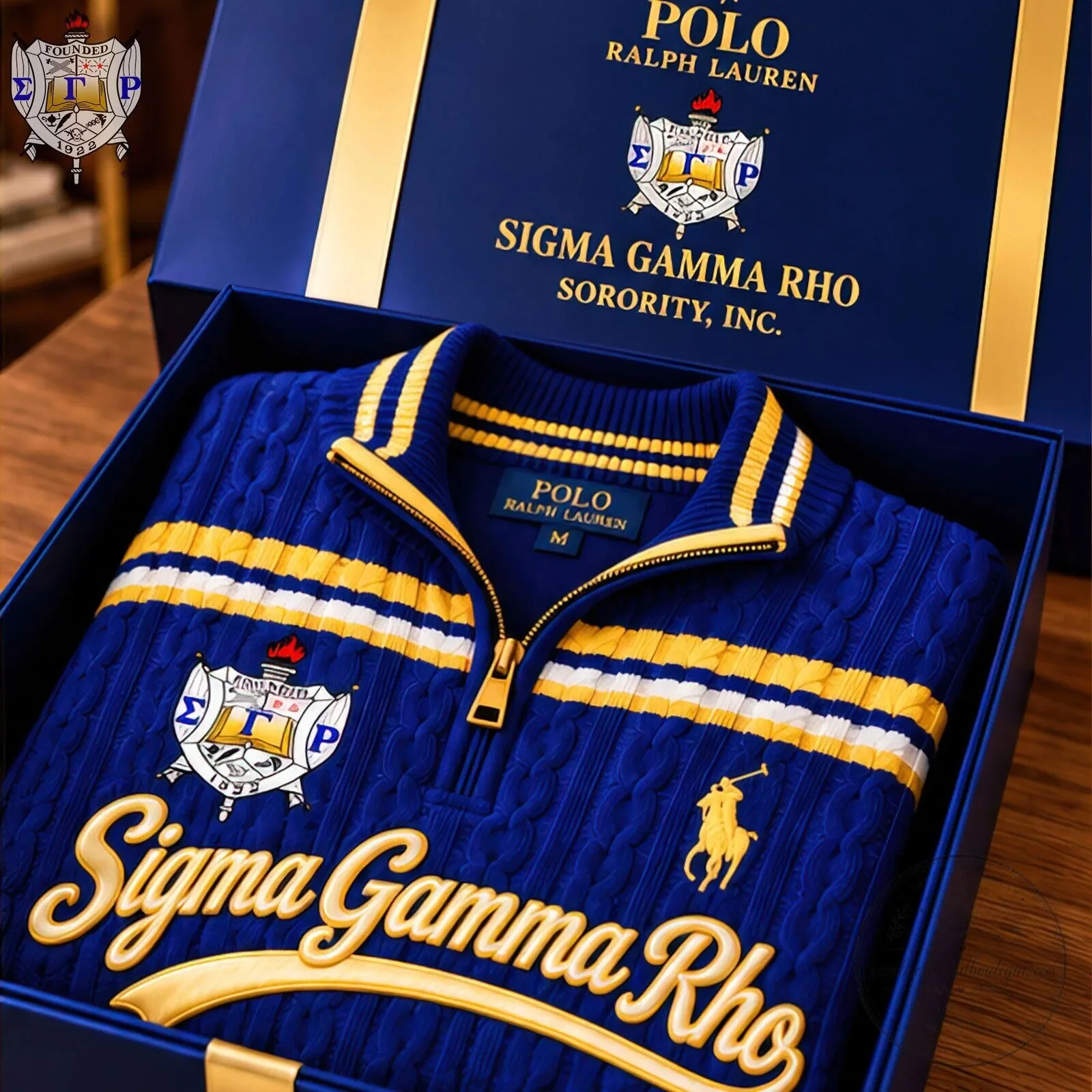 Sigma Gamma Rho Sorority, Inc. Varsity Cable-Knit Quarter-Zip Sweater 9 Sigma Gamma Rho Sorority, Inc. Varsity Cable-Knit Quarter-Zip Sweater